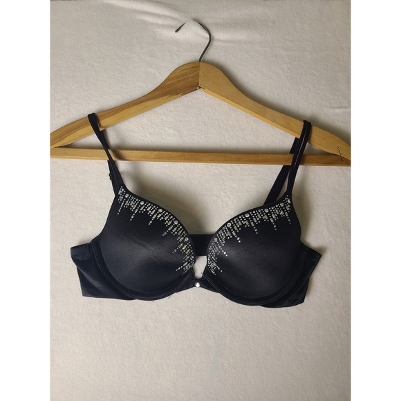 Victoria's Secret Other - Victoria's Secret Push-Up Bra 32B Black Rhinestone Embellished Very Sexy Glam